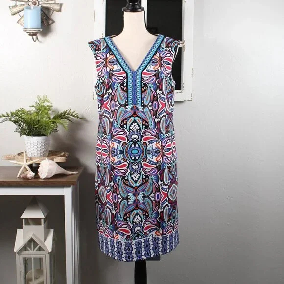 London Times Paisley Print Sheath Sundress - NWT - Size 12 - Picture 2 of 8